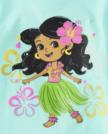 Baby And Toddler Girls Short Sleeve Hula Girl Graphic Tee | The Children's  Place - SEA CRYSTAL