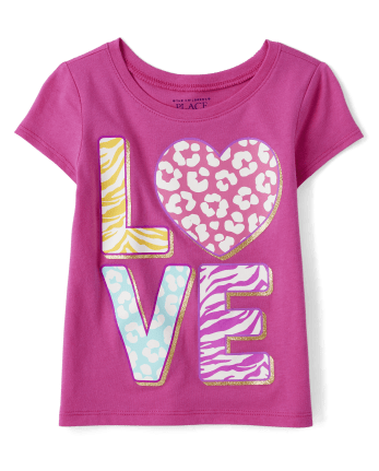 Baby And Toddler Girls Short Sleeve Love Graphic Tee | The Children's ...