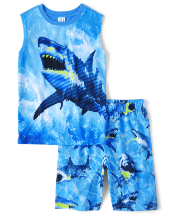 Pijama de tiburón sin mangas niños | The Children's Place - BLUE