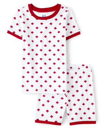Kids Maple Leaf Snug Fit Cotton Pajamas