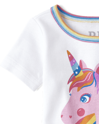 Pyjama en coton ajusté licorne pour bébé et toute-petite fille