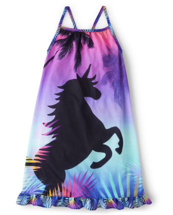 Girls Unicorn Ruffle Nightgown