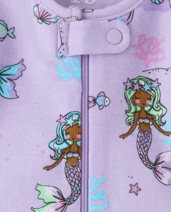 Baby And Toddler Girls Mermaid Snug Fit Cotton One Piece Pajamas