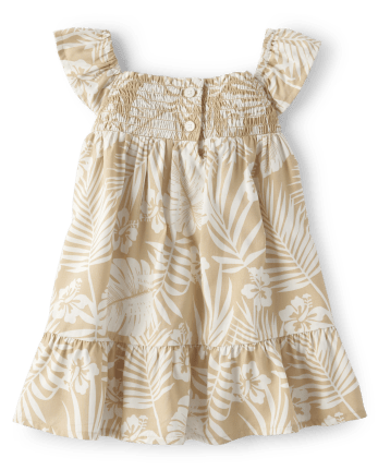 Baby Girls Matching Family Tropical Smocked Tiered Dress