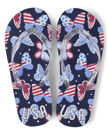 Girls Americana Butterfly Flip Flops