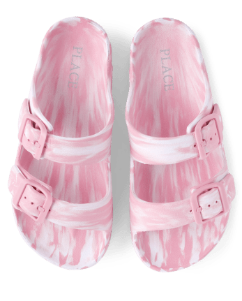 Girls Tie Dye Buckle Slides