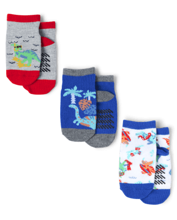 Baby And Toddler Boys Dino Ankle Socks 6-Pack