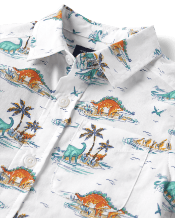 Camisa con botones de popelina Dino para bebés y niños pequeños