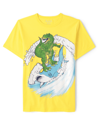 Camiseta de manga corta con gráfico Dino Surf para niños | The Children's Place - ASPEN