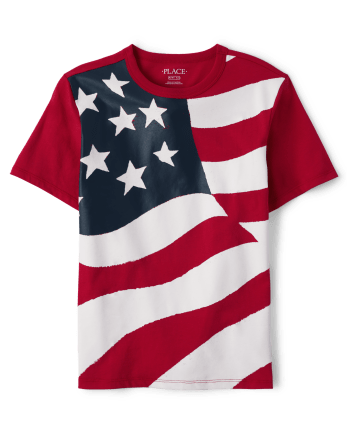 Boys Short Sleeve American Flag Graphic Tee | The Children's Place - RUBY