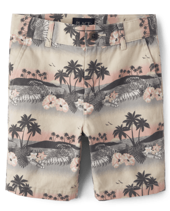 Boys Print Woven Chino Shorts The Children s Place HAY STACK