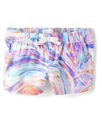 Shorts sin cierres de sarga con estampado para niñas
