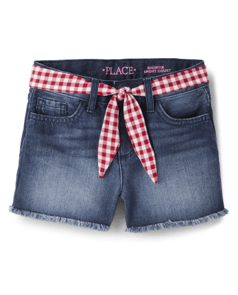 Shorts cortos de mezclilla con cinturón para niñas