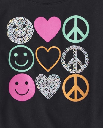 Girls Sequin Peace Sign Tie Side Top