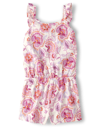 Girls Floral Flutter Romper
