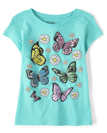 Girls Short Sleeve Butterflies Graphic Tee | The Children's Place ...