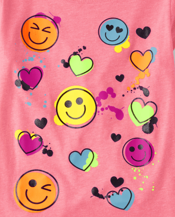 Girls Happy Face Icon Graphic Tee