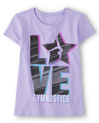 Camiseta con gráfico de gimnasia para niñas