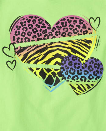 Girls Cheetah Heart Graphic Tee