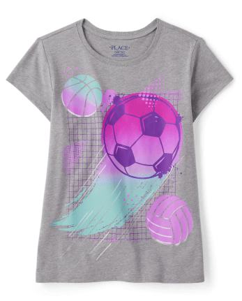 Girls Short Sleeve Sports Graphic Tee | The Children's Place - S/D GRAY OWL