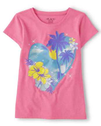Girls Short Sleeve Heart Graphic Tee | The Children's Place - S/D NEOBRY