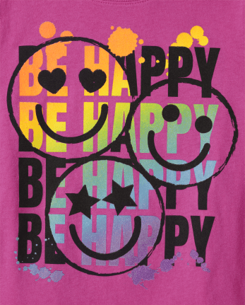 Camiseta con gráfico "Be Happy" para niñas