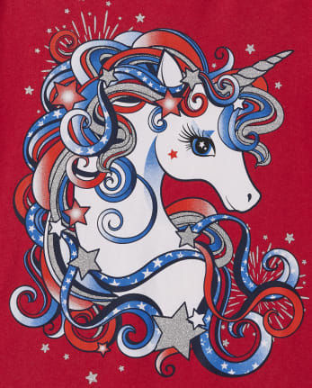 Girls Americana Unicorn Graphic Tee