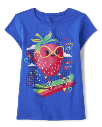 Camiseta con gráfico de fresa para niñas