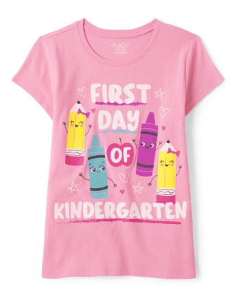 Camiseta con gráfico del primer día de jardín de infantes para niñas