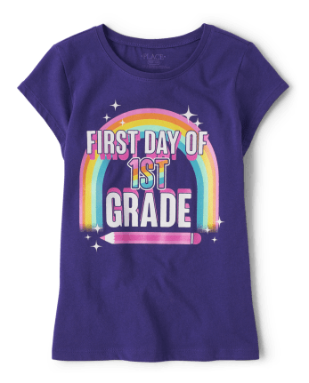 Camiseta con gráfico del primer día de primer grado para niñas