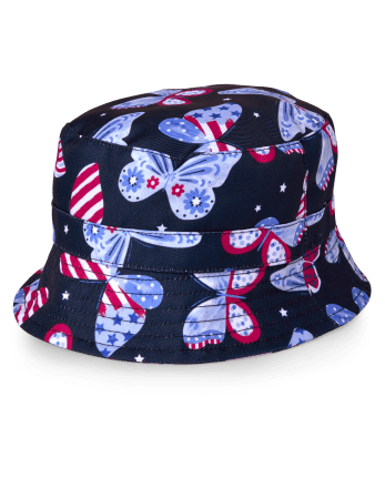 Sombrero de pescador de mariposa americana para bebés y niñas pequeñas