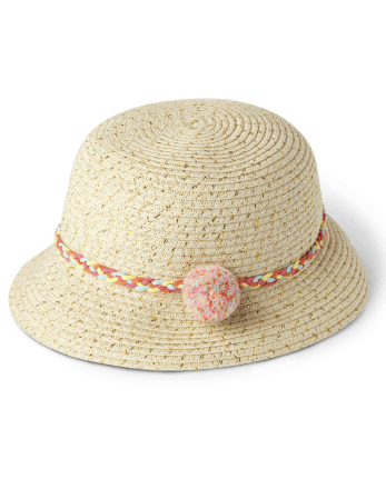 Toddler Girls Straw Bucket Hat