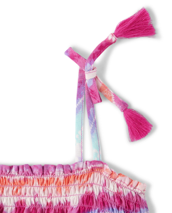 Girls Tie Dye Tie Shoulder Dress