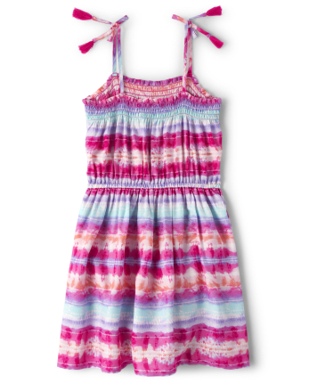 Girls Tie Dye Tie Shoulder Dress
