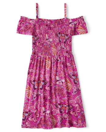 Girls Butterfly Off Shoulder Dress
