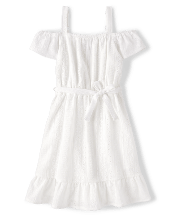 Girls Mommy And Me Eyelet Off Shoulder Dress