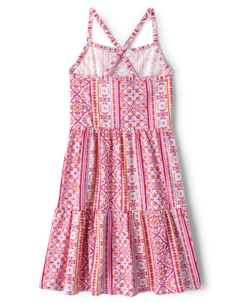 Girls Print Tiered Dress