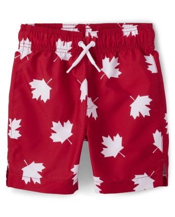 Boys Maple Leaf Swim Trunks