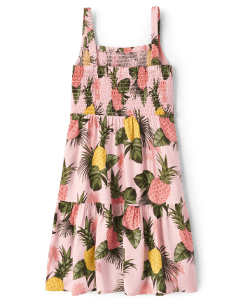 Girls Matching Family Pineapple Tiered Dress