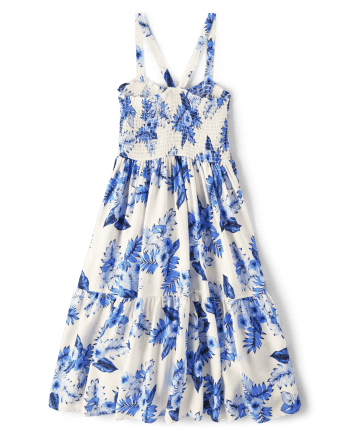 Vestido escalonado floral familiar a juego para mujer