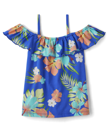 Girls Print Off Shoulder Top