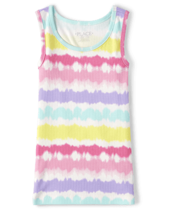 Girls Print Ribbed Tank Top