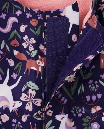 Toddler Girls Print Snow Overalls