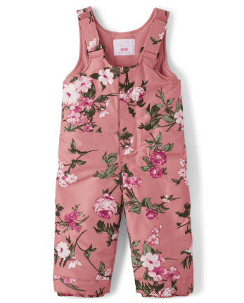 Toddler Girls Print Snow Overalls