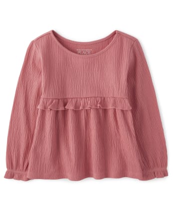 Baby And Toddler Girls Ruffle Empire Jacquard Babydoll Top