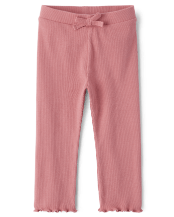 Rib Knit Leggings, for Girls - pale pink, Girls