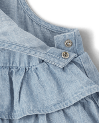 Ensemble 2 pièces en chambray fleuri pour toute-petite fille