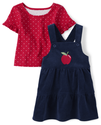 Toddler Girls Apple Corduroy Skirtall 2-Piece Set