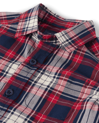 Baby And Toddler Boys Plaid Poplin Button Up Shirt