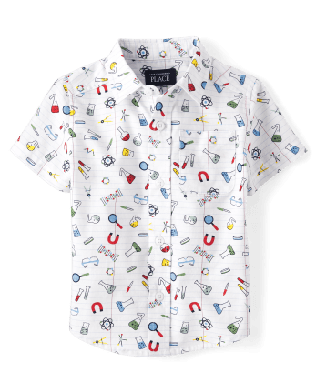 Baby And Toddler Boys Science Doodle Poplin Button Up Shirt